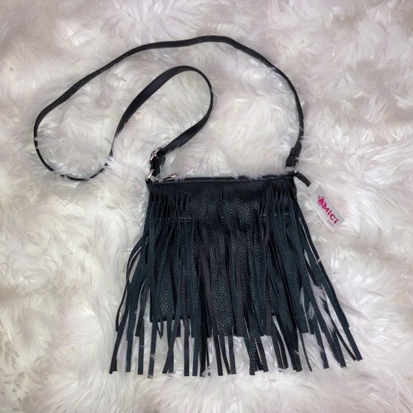 AMICI Black Fringe Shoulder Bag Purse for Girls - Picture 3 of 7